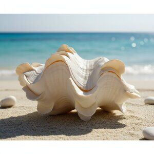 Natural Fluted Squamosa Tridacna Clam Shell Pair Set 5" Coastal Decor sealed NEW